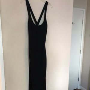 Cache black evening dress plunging back